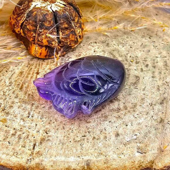 Nature Stalactite Calcite Cluster With Amethyst Fish Decor - Picture 8 of 9